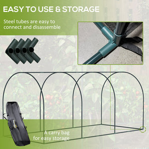 9' x 4' Crop Cage, Plant Protection Tent, with Three Zippered Doors and 4 Ground Stakes, for Garden, Yard, Lawn, Black