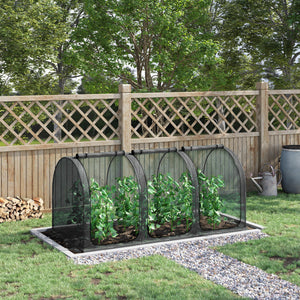 9' x 4' Crop Cage, Plant Protection Tent, with Three Zippered Doors and 4 Ground Stakes, for Garden, Yard, Lawn, Black