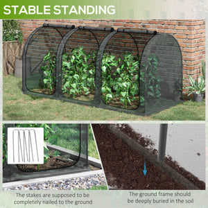 9' x 4' Crop Cage, Plant Protection Tent, with Three Zippered Doors and 4 Ground Stakes, for Garden, Yard, Lawn, Black