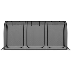 9' x 4' Crop Cage, Plant Protection Tent, with Three Zippered Doors and 4 Ground Stakes, for Garden, Yard, Lawn, Black