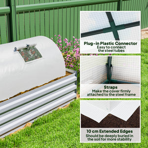 10' x 3' x 2' Portable Mini Greenhouse, Tunnel Growing Tent Plants Flower Warm House with 5 Mesh Windows and Steel Frame, for Garden, Patio, Backyard, White