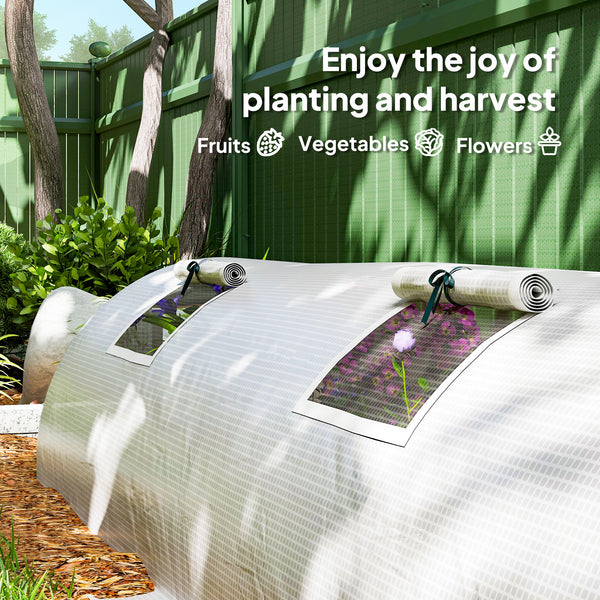 10' x 3' x 2' Portable Mini Greenhouse, Tunnel Growing Tent Plants Flower Warm House with 5 Mesh Windows and Steel Frame, for Garden, Patio, Backyard, White