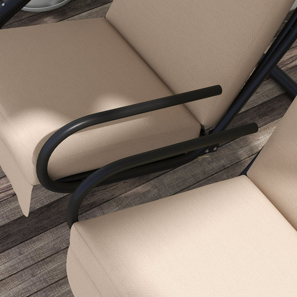 Canopy Swing Chair Modern Garden Swing Seat Outdoor Relax Chairs w/ 2 Separate Chairs, Cushions and Removable Shade Canopy, Beige