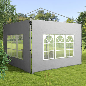 Gazebo Side Panels with Window for 3x3(m) or 3x4m Pop Up Gazebo, 2 Pack Sides Replacement, Grey