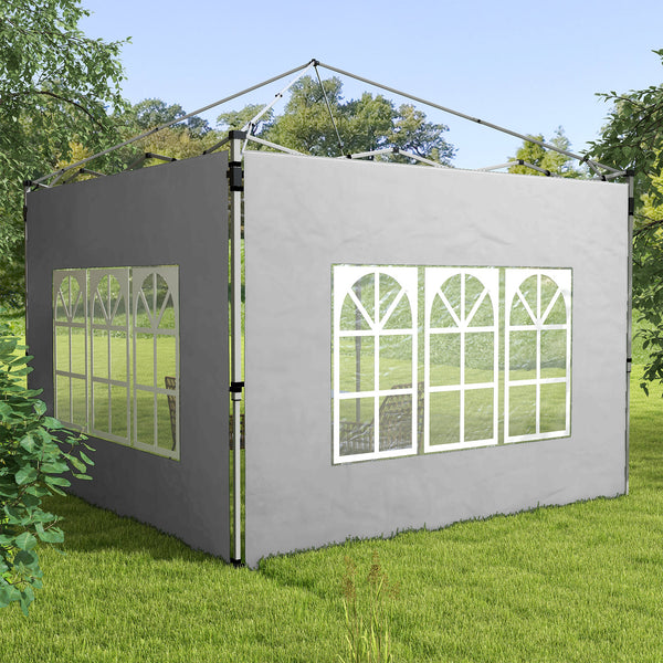 Gazebo Side Panels with Window for 3x3(m) or 3x4m Pop Up Gazebo, 2 Pack Sides Replacement, Grey