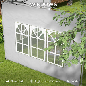 Gazebo Side Panels with Window for 3x3(m) or 3x4m Pop Up Gazebo, 2 Pack Sides Replacement, Grey