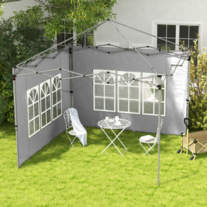 Gazebo Side Panels with Window for 3x3(m) or 3x4m Pop Up Gazebo, 2 Pack Sides Replacement, Grey