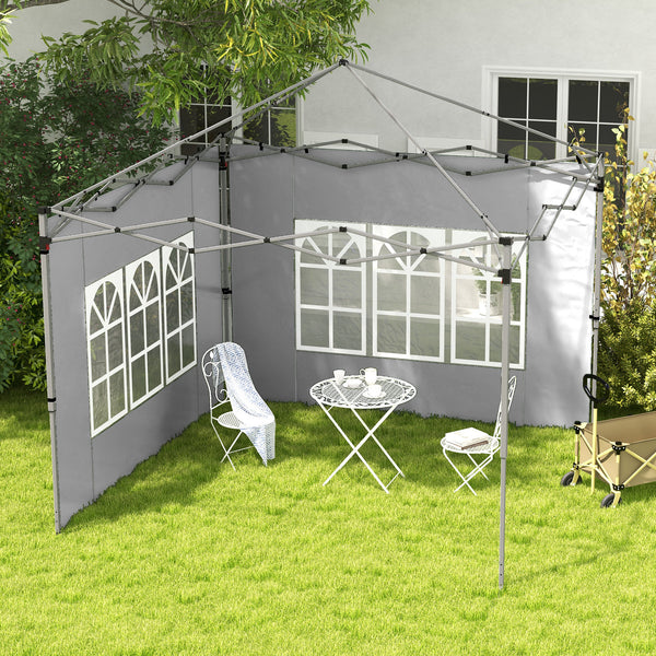 Gazebo Side Panels with Window for 3x3(m) or 3x4m Pop Up Gazebo, 2 Pack Sides Replacement, Grey