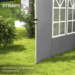 Gazebo Side Panels with Window for 3x3(m) or 3x4m Pop Up Gazebo, 2 Pack Sides Replacement, Grey
