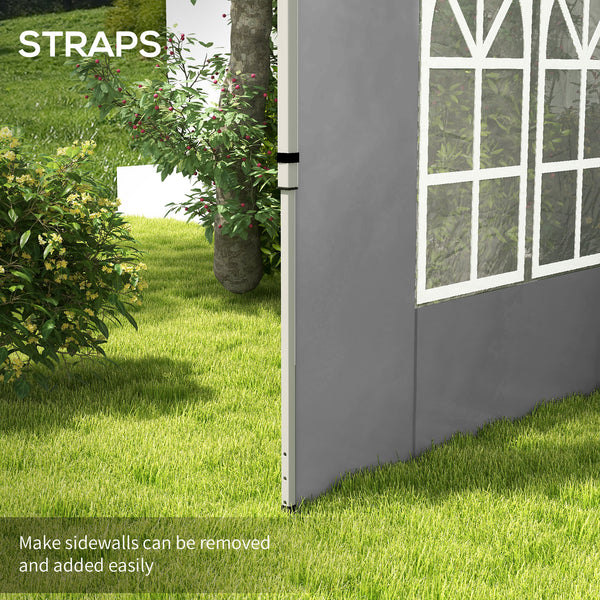 Gazebo Side Panels with Window for 3x3(m) or 3x4m Pop Up Gazebo, 2 Pack Sides Replacement, Grey
