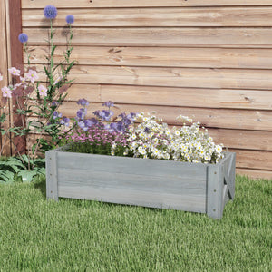 58L Garden Raised Bed Planter Grow Containers for Outdoor Patio Plant Flower Vegetable Pot Fir Wood, 100 x 36.5 x 36 cm, Grey