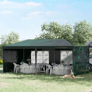 6 x 3 m Party Tent Gazebo Marquee Outdoor Patio Canopy Shelter with Windows and Side Panels Green