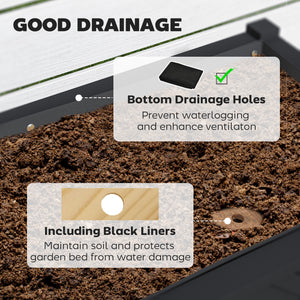 Wooden Raised Garden Bed, Elevated Planter Box with Storage Shelf, Drainage Holes and Liner for Backyard, Patio, Balcony, 34" x 18" x 30", Black
