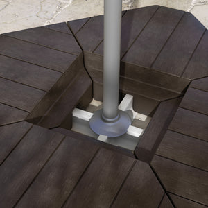 4 Piece Patio Cantilever Umbrella Base Weight Set, Outdoor Offset Umbrella Weights for Umbrella Stand, 132 lb. Capacity Water or 176 lb. Capacity Sand, Brown