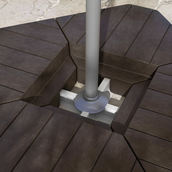4 Piece Patio Cantilever Umbrella Base Weight Set, Outdoor Offset Umbrella Weights for Umbrella Stand, 132 lb. Capacity Water or 176 lb. Capacity Sand, Brown