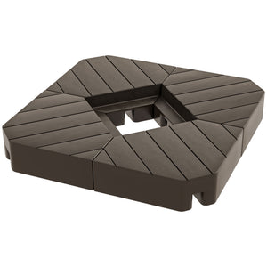 4 Piece Patio Cantilever Umbrella Base Weight Set, Outdoor Offset Umbrella Weights for Umbrella Stand, 132 lb. Capacity Water or 176 lb. Capacity Sand, Brown