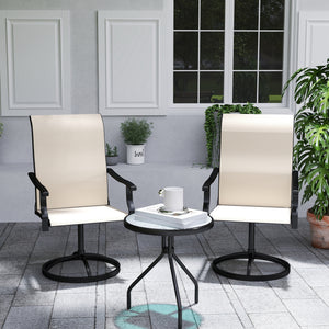 Outdoor Patio Swivel Chairs Set of 2, High Back Patio Dining Chairs with All-Weather Mesh Fabric and Metal Frame for Backyard, Lawn, Porch or Garden, Beige