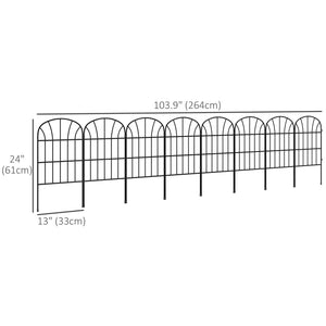 8 Panels Decorative Garden Fence, 24in x 8.7ft Rustproof Metal Wire, No Dig Fencing, Landscape Flower Bed Border Edging Animal Barrier, Black