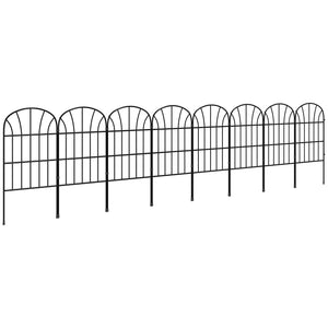 8 Panels Decorative Garden Fence, 24in x 8.7ft Rustproof Metal Wire, No Dig Fencing, Landscape Flower Bed Border Edging Animal Barrier, Black