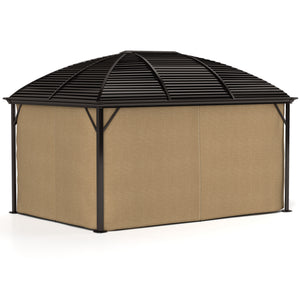 3 x 4m Hardtop Gazebo Canopy with Metal Roof, Aluminium Gazebo Permanent Pavilion with Netting and Curtains, Brown