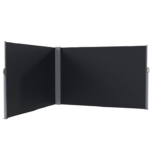 Patio Retractable Double Side Awning, 79"x236" Outdoor Privacy Screen, UV Resistant, Waterproof Room Divider Sun Shade Wind Screen for Garden, Balcony, Black