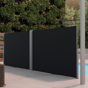 Patio Retractable Double Side Awning, 79"x236" Outdoor Privacy Screen, UV Resistant, Waterproof Room Divider Sun Shade Wind Screen for Garden, Balcony, Black