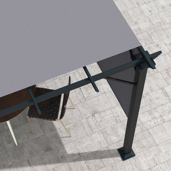10' x 10' Retractable Pergola Canopy, Outdoor Gazebo with Sun Shade Canopy and Steel Frame, for Backyard, Garden, Patio, Deck, Grey