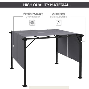 10' x 10' Retractable Pergola Canopy, Outdoor Gazebo with Sun Shade Canopy and Steel Frame, for Backyard, Garden, Patio, Deck, Grey