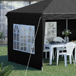 3 x 6m Garden Pop Up Gazebo, Height Adjustable Marquee Party Tent with Sidewalls, Storage Bag, Black