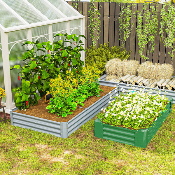 Galvanized Raised Garden Bed, 8 x 4 x 1 FT Rectangular Planter Box, Reinforced Outdoor Raised Bed with Open Bottom for Vegetables, Flowers, Herbs, Silver