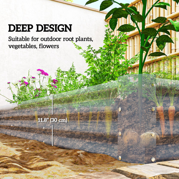 Galvanized Raised Garden Bed, 8 x 4 x 1 FT Rectangular Planter Box, Reinforced Outdoor Raised Bed with Open Bottom for Vegetables, Flowers, Herbs, Silver
