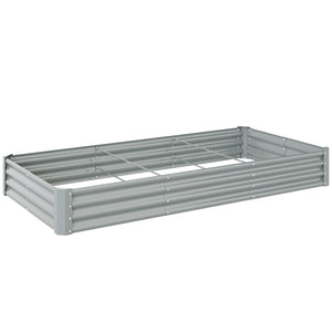 Galvanized Raised Garden Bed, 8 x 4 x 1 FT Rectangular Planter Box, Reinforced Outdoor Raised Bed with Open Bottom for Vegetables, Flowers, Herbs, Silver