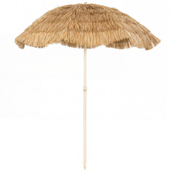 6FT Tiki Umbrella, Outdoor Hawaiian Style Patio Umbrella with 8 Ribs, Carry Bag, Outdoor Tiki Bar, Tropical Palapa for Pool, Beach, Khaki