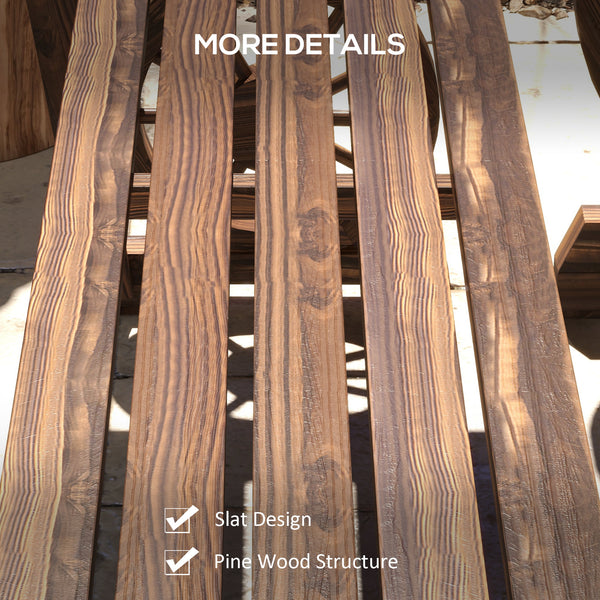 Outdoor Dining Set for 4 People, Wooden 3-Piece Carriage Wheels Design Outdoor Table and Chairs Rustic Style for Porch, Backyard, Balcony, Poolside, Carbonized