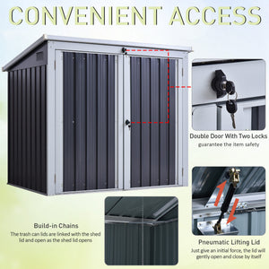 5ft x 3ft Garden Storage Shed, Outdoor Garbage Bin Storage Shed with Lockable Doors and Lid for Trash Can, Garden Tools, Black