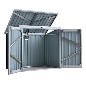 5ft x 3ft Garden Storage Shed, Outdoor Garbage Bin Storage Shed with Lockable Doors and Lid for Trash Can, Garden Tools, Black