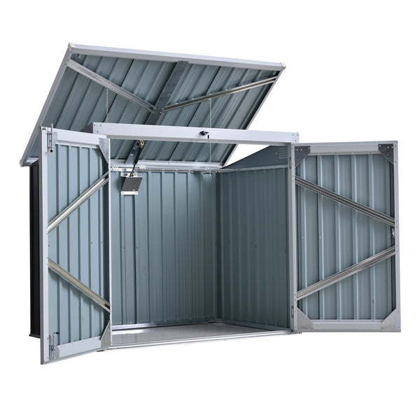 5ft x 3ft Garden Storage Shed, Outdoor Garbage Bin Storage Shed with Lockable Doors and Lid for Trash Can, Garden Tools, Black