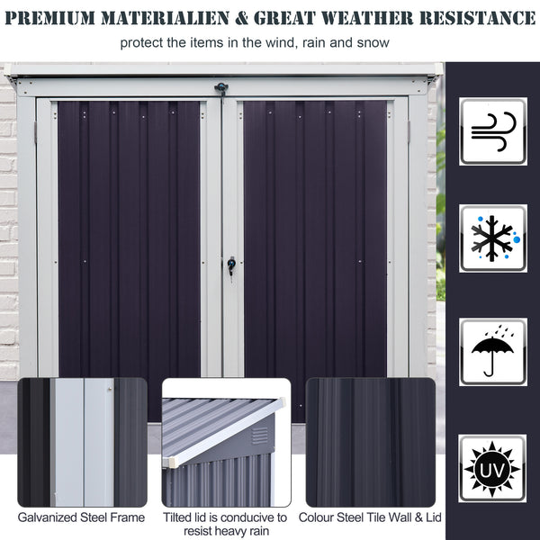 5ft x 3ft Garden Storage Shed, Outdoor Garbage Bin Storage Shed with Lockable Doors and Lid for Trash Can, Garden Tools, Black