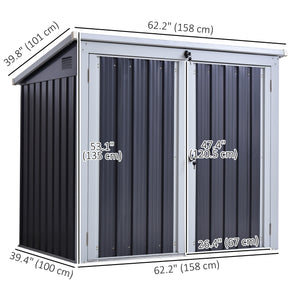5ft x 3ft Garden Storage Shed, Outdoor Garbage Bin Storage Shed with Lockable Doors and Lid for Trash Can, Garden Tools, Black