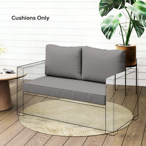 2 Seater Outdoor Seat Cushions with Backrest, Loveseat Double Sofa Outdoor Furniture Cushions, Fade-Resistant Replacement Patio Cushions for Indoor and Outdoor, Light Grey