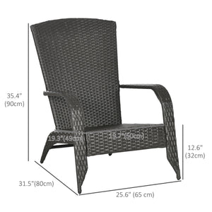 Patio Wicker Adirondack Chair, PE Rattan Outdoor Muskoka Chair, Fire Pit Chair with Cushions for Patio, Garden, Backyard, Poolside, Balcony, Deck, Red