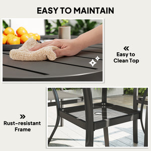 5 Piece Garden Furniture Set, Garden Dining Set with Round Table and 4 Stackable Chairs, Steel Frame, for Outdoor, Patio, Terraces, Dark Grey