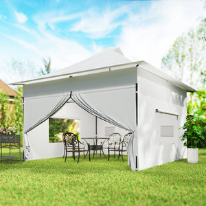 12 x 12 ft Pop Up Canopy Tent with Peak Top, UPF 50+ 420D Fabric, Outdoor Instant Portable Canopy Shelter with Sidewalls, Side Pockets, Wheeled Carry Bag, Sandbags, Silver