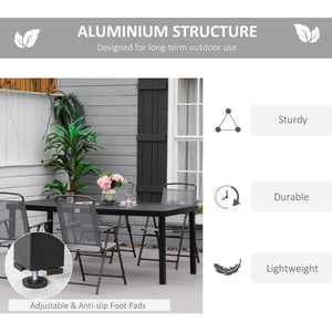 75" x 35" Outdoor Dining Table for 8 People, Rectangular Aluminum Frame Garden Table with All-Weather Faux Wood Top for Garden, Lawn, Patio, Black