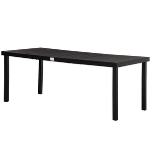 75" x 35" Outdoor Dining Table for 8 People, Rectangular Aluminum Frame Garden Table with All-Weather Faux Wood Top for Garden, Lawn, Patio, Black