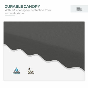 2.5m Cantilever Parasol with Easy Lever, Square Double Top Garden Parasol Umbrella with Ruffles and Cross Base, Overhanging Outdoor Sun Shades, Dark Grey
