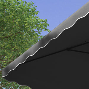 2.5m Cantilever Parasol with Easy Lever, Square Double Top Garden Parasol Umbrella with Ruffles and Cross Base, Overhanging Outdoor Sun Shades, Dark Grey