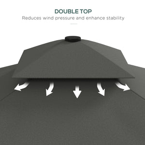2.5m Cantilever Parasol with Easy Lever, Square Double Top Garden Parasol Umbrella with Ruffles and Cross Base, Overhanging Outdoor Sun Shades, Dark Grey