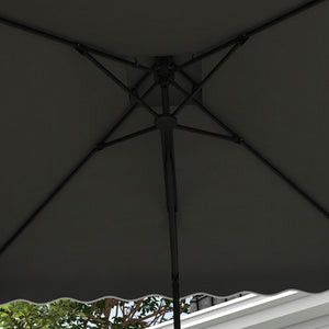 2.5m Cantilever Parasol with Easy Lever, Square Double Top Garden Parasol Umbrella with Ruffles and Cross Base, Overhanging Outdoor Sun Shades, Dark Grey