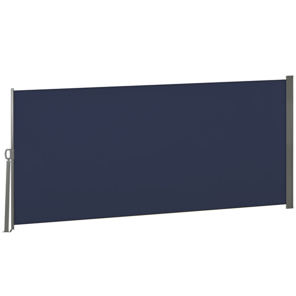 118" x 63" Retractable Side Awning Patio Outdoor Folding Privacy Screen with Resistance to UV Rays & Wind, Dark Blue